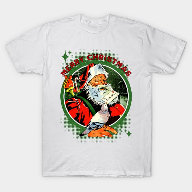 Vintage Merry Christmas Santa Tee for Pigeon Lovers T-Shirt by Joaddo